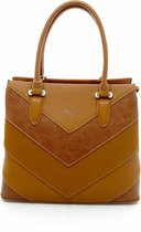 Handtas David Jones Paris - Cognac - met slange print