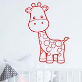 muursticker baby Giraffe - 90x108cm - Rood - woordsticker.com