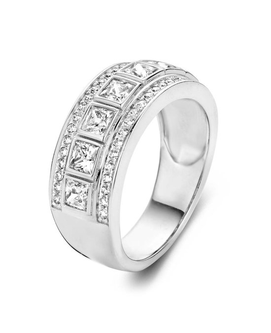 Velini jewels-R6317W-58 -Ring -925 Zilver gerodineerd- Cubic Zirkonia