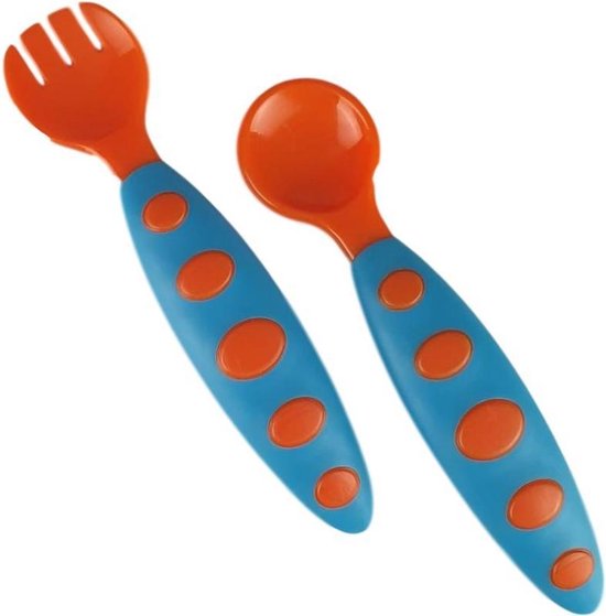 Baby bestekset - Blauw / Oranje - Kunststof 1 van HEMA — afbeelding 2