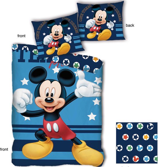 Housse de couette Disney Mickey Mouse Stars - Simple - 140 x 200 cm - Blauw