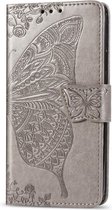 Groot vlinder grijs agenda hoesje book case - Alcatel 1B 2022