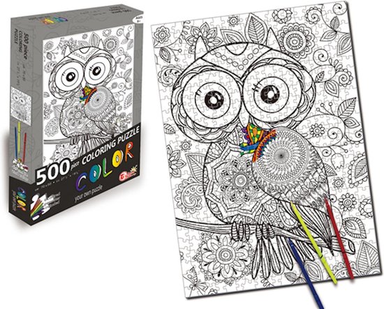 Doodle Jigsaw Puzzle 'Owl' Puzzle 500 Pièces Adultes et Enfants