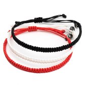 Chibuntu® - Bali Armband Set Heren - Rood, Zwart & Wit - Cobra armbanden collectie - Mannen - Armband (sieraad) - One-size-fits-all