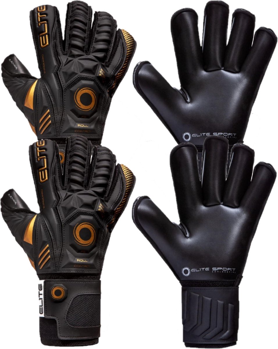 2 Paar Elite Black Real Keepershandschoenen - Maat 7 (+ gratis naambedrukking)