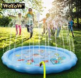 WoYoW® Waterspeelmat met fontein – Licht Blauw 170 cm – Water speelgoed – Watermat – Speelmat – Kinder Zwembad - Sproeier