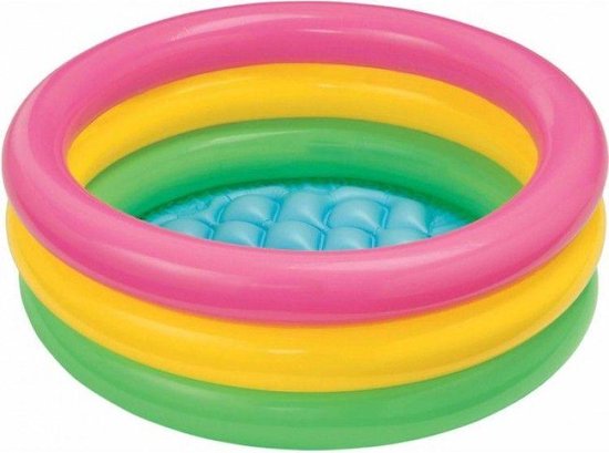 Intex - Baby - - zwembad - 61 cm - opblaasbodem - roze - geel - paars - babyzwembad | bol.com