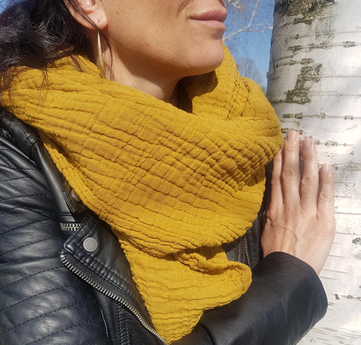 Sjaal van zachte mousseline katoen - mosterdgeel - veel kleuren  verkrijgbaar | bol.com