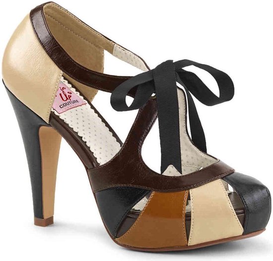 Pin Up Couture Hoge hakken -35 Shoes- BETTIE-19 US 5 Bruin/Creme | bol.com