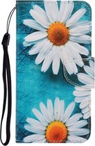 Blauw wit bloem agenda wallet case hoesje Telefoonhoesje geschikt voor Samsung Galaxy A41