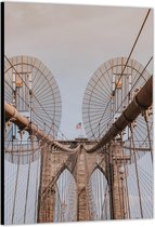 Dibond –Brooklyn Bridge Park - New York– 60x90cm Foto op Aluminium (Wanddecoratie van metaal)