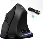 Verticale muis draadloze ergonomische muis met BT 4.0 en 2.4G Wireless Dual Mode geïntegreerde oplaadbare batterij Silent Design 6 toetsen en 4 DPI Levels Optische PC muis met RGB licht (zwar