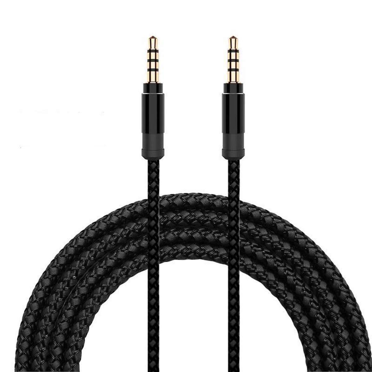 Audio Kabel 3.5 mm Stereo 1,5 mtr - Zwart gevlochen