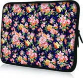 Sleevy 14 laptophoes oranje/roze bloemetjes - laptop sleeve - laptopcover - Sleevy Collectie 250+ designs