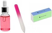 Nagelverzorging set polijstblok, olie (ananas), glasvijl, verzorgde nagels