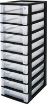 Iris Ohyama Organizer Chest ladesysteem - 10 lades - 10 x 4L - Kunststof - Zwart/Transparant