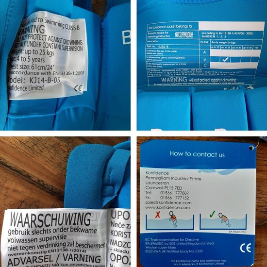 Konfidence - Zwemvest/Drijfvest kind - Blauw - 4-5 jaar / 20-25 kg