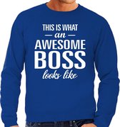 Awesome Boss / baas cadeau sweater blauw heren L