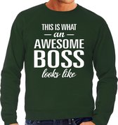 Awesome Boss / baas cadeau sweater groen heren S