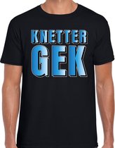 Knetter gek t-shirt zwart met blauwe letters voor heren 2XL