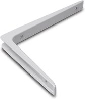 4x stuks plankdrager / plankdragers aluminium wit 15 x 20 cm - schapdragers - planksteun / planksteunen
