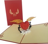 Pop-up hart met vleugels  huwelijkskaart trouwkaart  jubileumkaart felicitatie  valentijn liefde verloofd verliefd    ansichtkaarten wenskaart