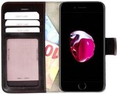 IPhone SE (2020) hoes - Bookcase - Echt Leer Wallet Book case hoesje donker bruin