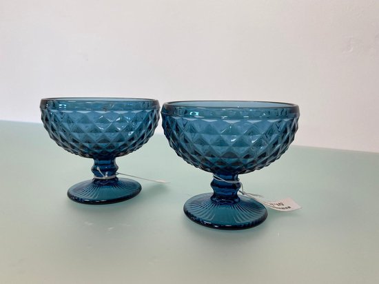 Snelkoppelingen Makkelijk te begrijpen vaak dessert glazen - dik glas met motief (blauw gekleurd) | bol.com