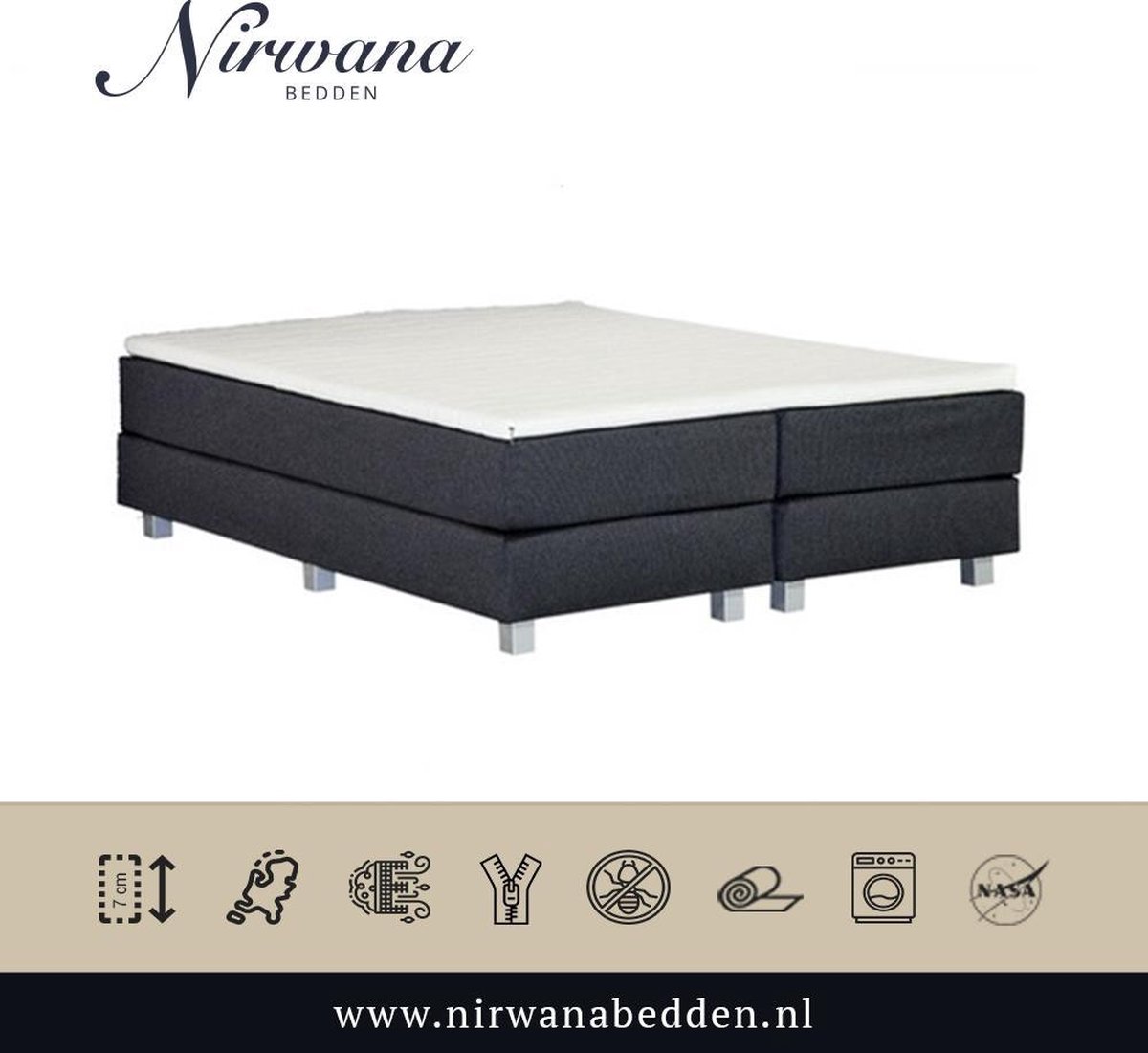 160x190 Topdekmatras - Topper HR55 - Koudschuim Tencel - 12 CM - Nirwana Bedden