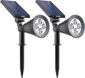 LUMISKY Set van 2 waterdichte buitenlampen voor zonne-energie - 4 witte LED's - 200 Lm - Zwenkkop op 90 ° C