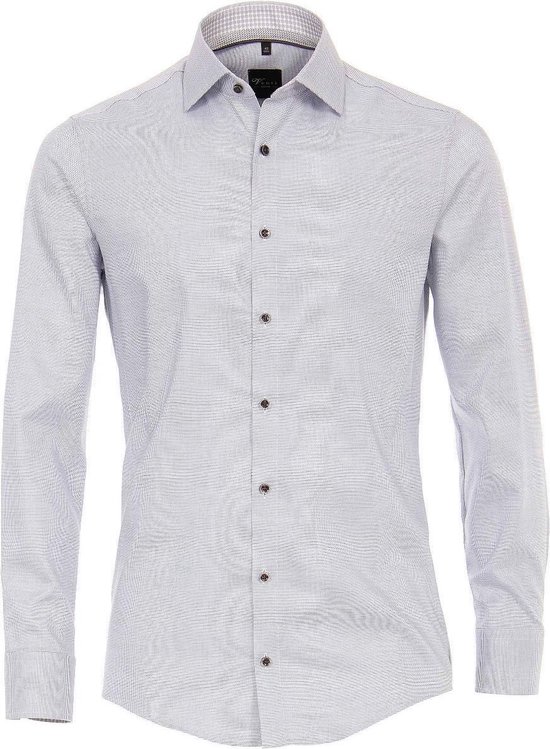 Venti Overhemd Blauw En Wit Modern Fit Strijkvrij Kent Kraag Basis Blouse Opgevouwen