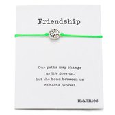 Mannies vriendschapsarmband / wens armband- 2 stuks – inclusief mooie boodschap - Één voor jou, één voor je vriend(in) - Friendship - Licht groen