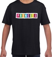 Princess fun tekst t-shirt zwart kids M (134-140)