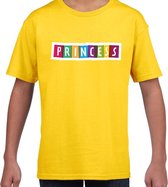 Princess fun tekst t-shirt geel kids XS (110-116)