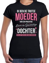 Trotse moeder / dochter cadeau t-shirt zwart voor dames 2XL