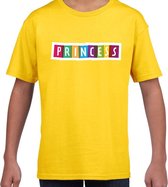 Princess fun tekst t-shirt geel kids S (122-128)
