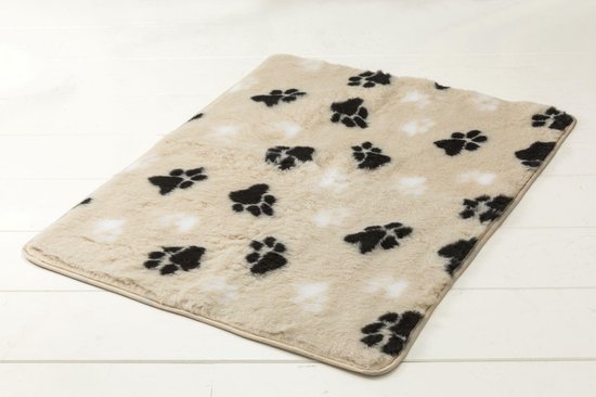 Lovely Nights vetbed/kleed bench beige with 2 color print paw + bies 63x55 rechthoek