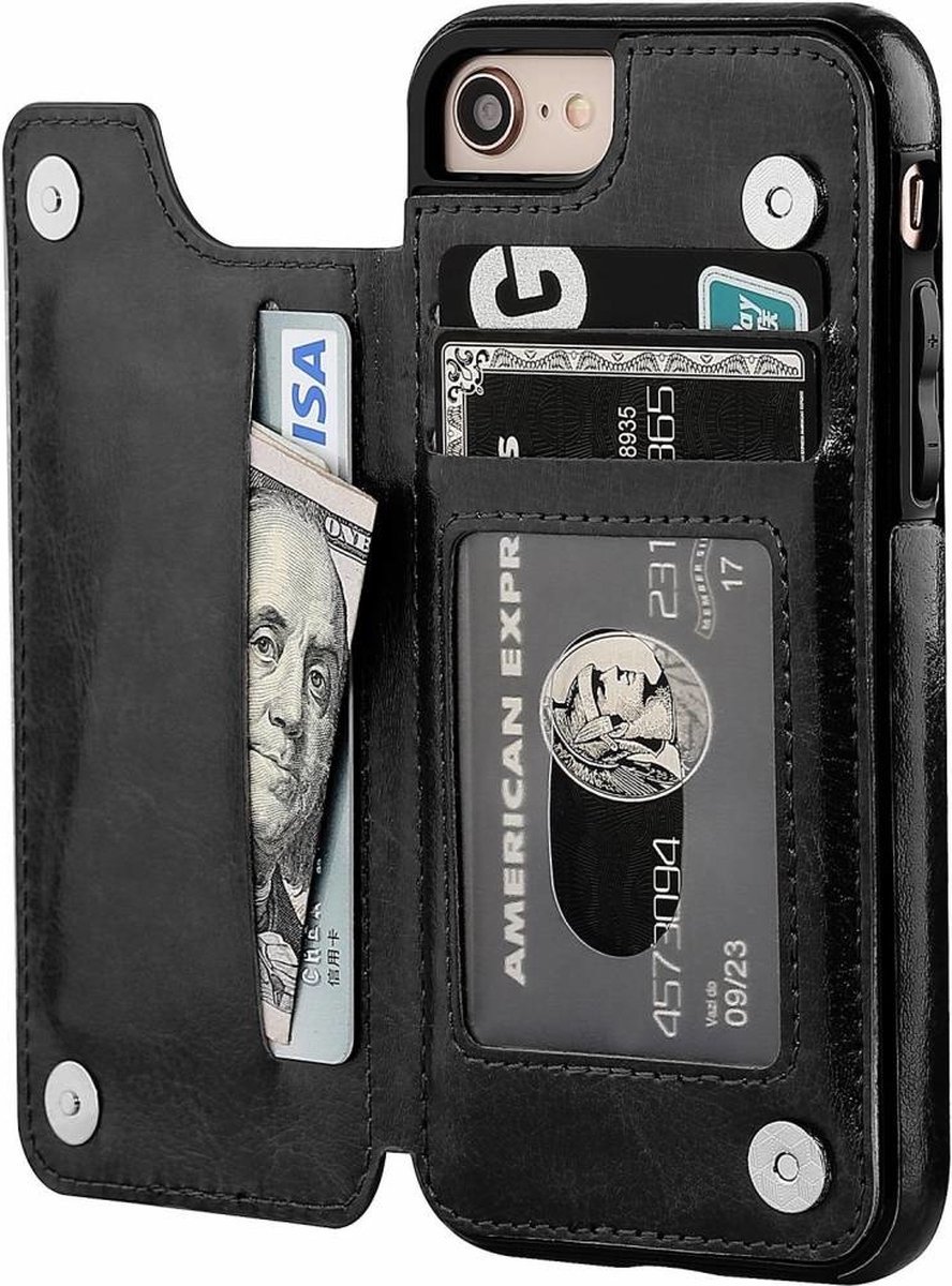 geschikt voor Apple iPhone SE 2020 / SE 2022 wallet case - zwart | bol.com