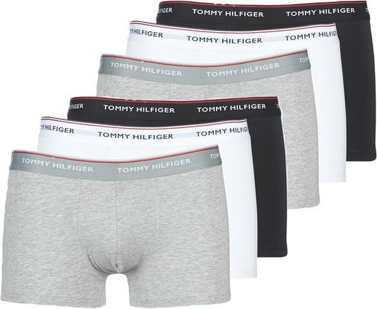 Tommy Hilfiger 6 pack trunk essential boxershorts zwartwitgrijs Tommy Hilfiger 6 pack trunk essential boxershorts zwartwitgrijs