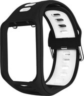 SmartphoneClip® Horlogeband Tomtom bandje Zwart/Wit geschikt voor TomTom Runner 3 / Spark 3