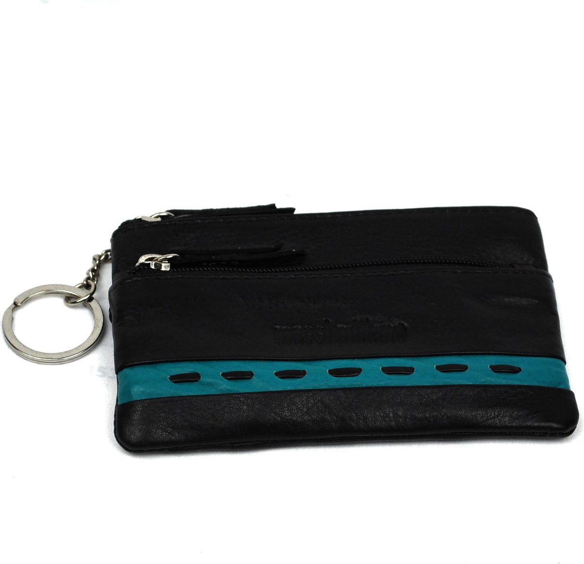 Massi Miliano Sleutel-etui Unisex Nappa Leer Zwart/Blauw - (RG-9091-(6+8) -12.5X1X8cm -