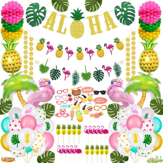 veiling indruk Haalbaarheid Partizzle Hawaii Tropical Party Decoratie Versiering - Flamingo Slinger en  Prikkers -... | bol.com