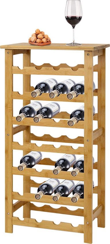 AWEMOZ® – 28 rek - Bamboe wijnhouder – Houten flessenrek -... bol.com