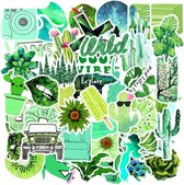 50 VSCO stickers voor meiden - Groen thema - Bloemen, natuur, schoenen etc