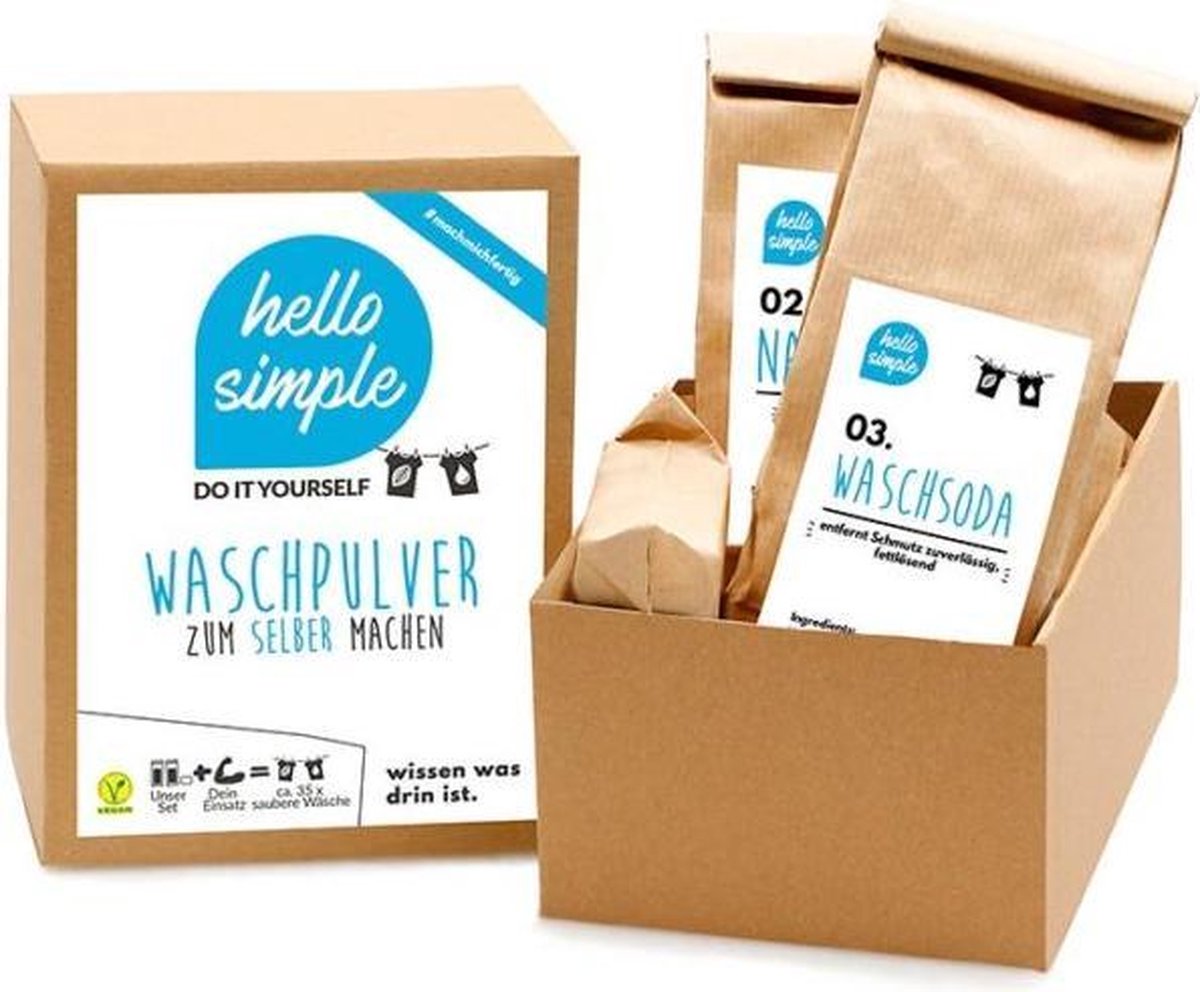 Goedkoopste Hello Simple DIY kit - biologische wasmiddel - 700 gram - 35 wasbeurten