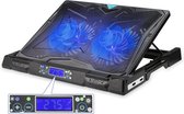 Tecknet laptop koeler - Laptopstandaard met Ventilator - 12 tot 17 inch laptops - Met temperatuursensor - Zwart