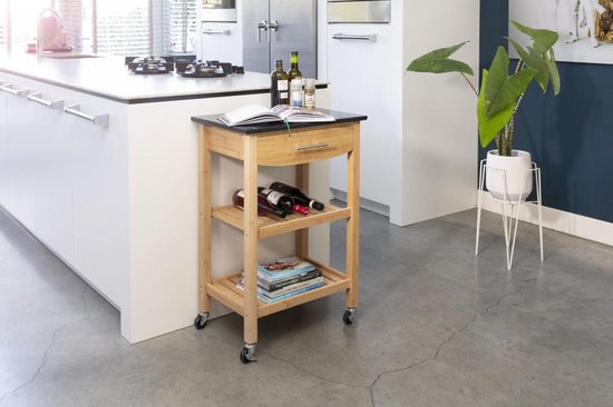 Keukentrolley Bordeaux houtkleur Lifa Living trolley keuken