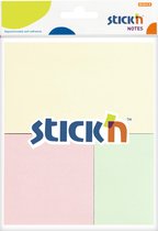 Memoblok Stick'n blisterverpakking 3 formaten, pastel geel 76x127mm, roze 76x76mm, groen 76x51mm, 3x 50 memoblaadjes/blok, 150 memoblaadjes totaal