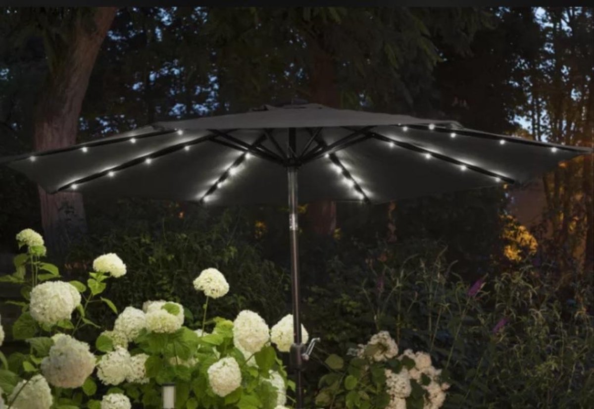 Lichaam mug dialect Lifa Garden Parasol - Ø 270cm - Kantel - zwart - Led - parasol met lichtjes  - parasol... | bol.com