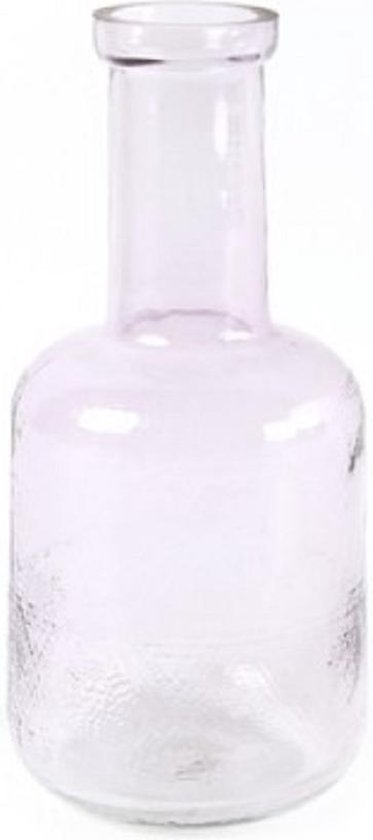 Glazen Fles - Vaas in licht lila/roze "Edina", hoogte 27 cm, geslepen glas